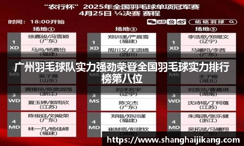 广州羽毛球队实力强劲荣登全国羽毛球实力排行榜第八位